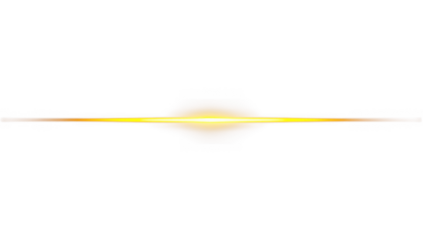 Horizontal golden light streak isolated on transparent background for design element and decoration