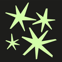 Dynamic Y2K style star shapes in Bright neon colors. Perfect for graphic design, poster, stickers, and decoration. Vector illustration.
