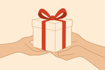Gift conveying hands vector neutral wrapped love present illustration kindness simple