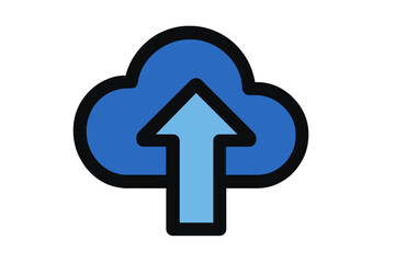Blue cloud icon with an upward arrow symbolizing data upload to digital storage