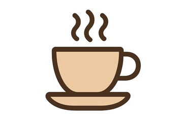 Obraz premium Steaming cup of hot coffee or tea resting on a matching saucer in minimalist style