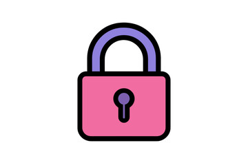 Stylized Colorful Pink and Purple Padlock Icon Representing Digital Security and Privacy
