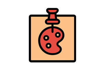 Colorful artist palette pinned to a notice board symbolizing creativity