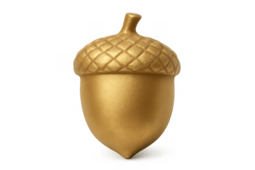 Golden acorn representing growth, prosperity, and wealth, isolated on a transparent background