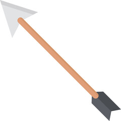 Simple Illustration of an Arrow with a Light Gray Tip and Dark Gray Fletching on a Transparent Background