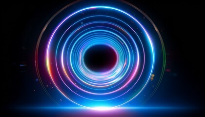 Obraz premium Hd Transparent Neon Glow Effects Of Circles Formations