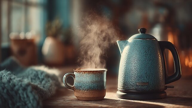 Fresh hot water kettle with coffee high resolution picture