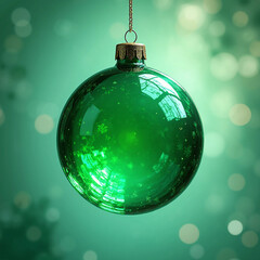 christmas ball on green background