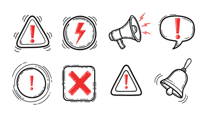 Hand drawn warning signs and symbols collection