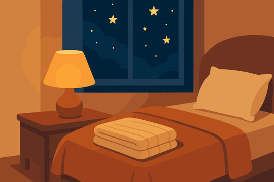 Illustration cozy window gratitude vector expressing corner stars lamp rest bedroom folded