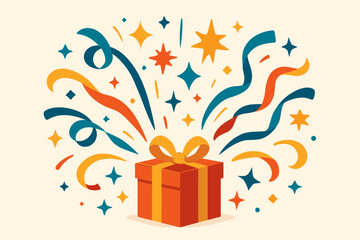 Joy forming sparkles vector ribbon illustration festive burst radiant arrangement generosity holiday