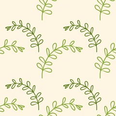 Seamless Botanical Leaf Pattern on Cream Background for Modern Nature Design