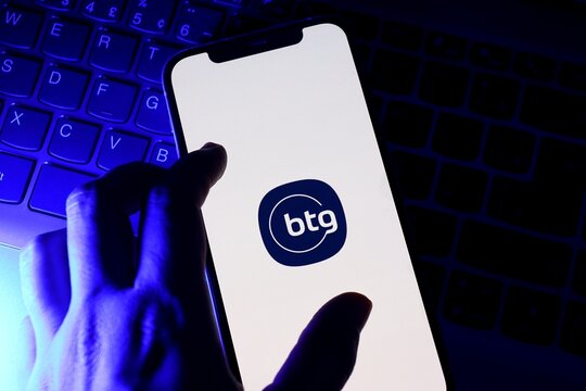 Banco BTG Pactual is an investment bank from Brazil. Banco BTG logo on smartphone screen. 