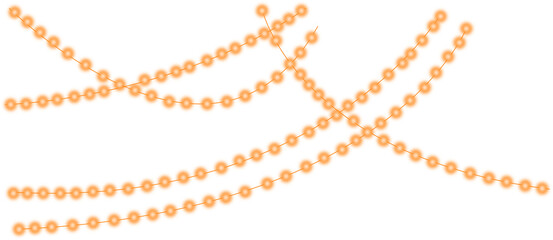 String lights hanging on a black background creating a pattern