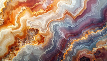 Abstract Swirling Marble Texture with Vibrant Orange, Purple, and Blue Hues.