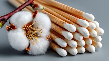 Sustainable bamboo cotton buds eco friendly high resolution picture