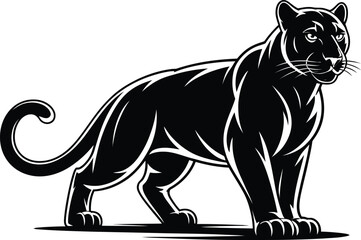 Obraz premium Standing Black Panther Vector Silhouette Illustration Isolated .