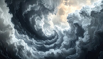 Dramatic Swirling Storm Clouds with Light Breaking Through.