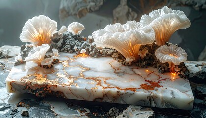 Exquisite Onyx Slab with Glowing Coral-like Formations.