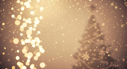 Golden Festive Christmas Tree Sparkle Celebration Bokeh Background
