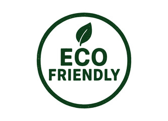 Circular eco friendly stamp with green leaf design for sustainable products