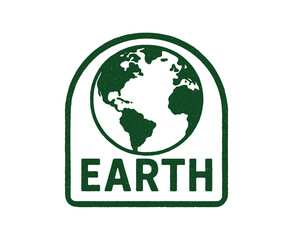 Obraz premium Vintage earth logo in grunge style highlighting environmental themes