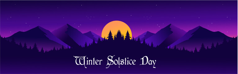 Winter Solstice Day theme poster or banner. Great for Posters, Banners, campaigns, greeting cards and social media. Vector Illustrations.
