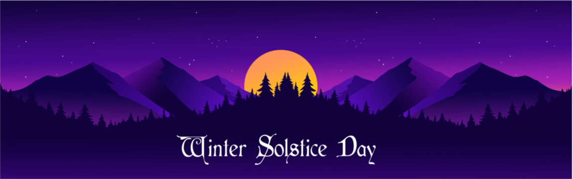 Winter Solstice Day theme poster or banner. Great for Posters, Banners, campaigns, greeting cards and social media. Vector Illustrations.