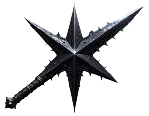  Black Dual-Bladed Morning Star Weapon – Halloween Decor PNG