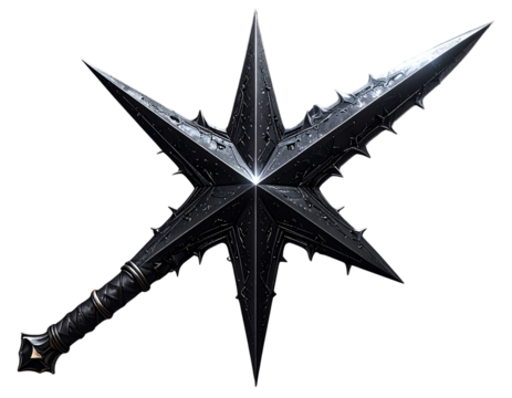  Black Dual-Bladed Morning Star Weapon – Halloween Decor PNG