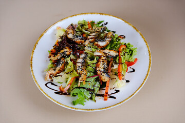Salad With Smoked Eel. Japanese Food. High quality photo