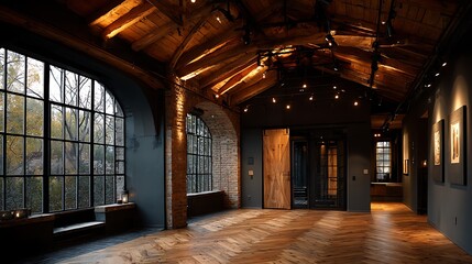 Architectural hallway design with warm lighting high resolution picture