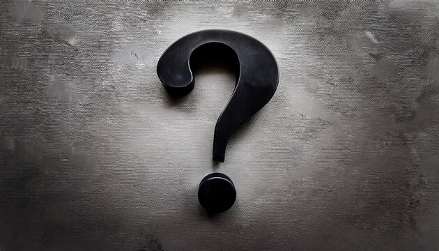 Black Question Mark Symbol Against Textured Gray Background Enhances Curiosity And Mystery In Design
