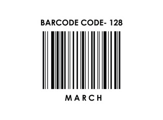 Code 128 March  Month EAN Barcode Isolated on White Background