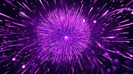 Purple fireworks bursting on the edge against a dark night sky with vibrant sparks and dynamic motion creating a festive, celebratory, and energetic background ideal for holiday, party, and event visu