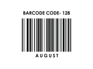 Code 128 August  Month EAN Barcode Isolated on White Background