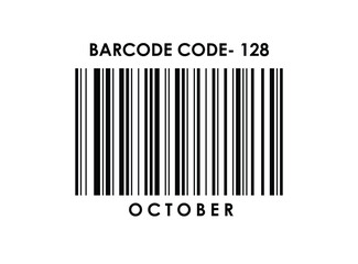 Code 128 October Month EAN Barcode Isolated on White Background