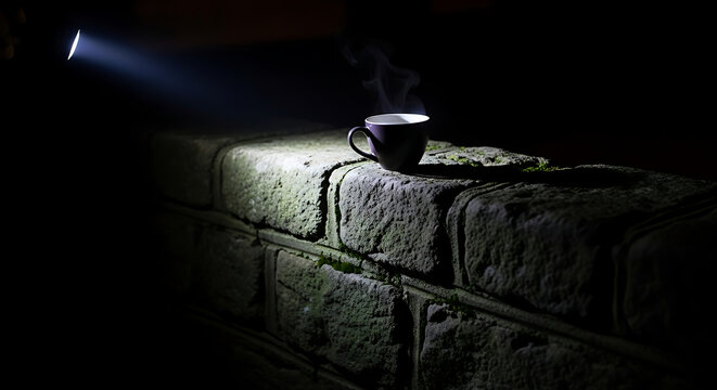 Antique burning candle flame and vintage glass candlestick in the dark, warm candlelight for a religious Christmas decoration - Powered by Adobe