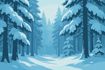 Light stretching illustration vector trees into pine white snowy filtering silence forest