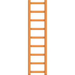 Simple Wooden Ladder With Straight Rails And Horizontal Steps In A Vertical Orientation Against A White Background