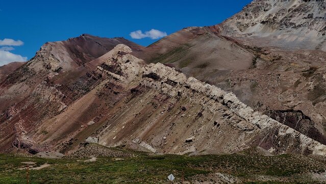 Rock outcrop view at Horcones Aconcagua Provincial Park in Argentina