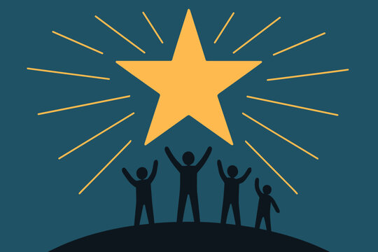 Illustration portrayed star minimalist simplicity showing radiant universal through vector unity