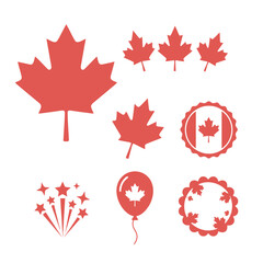 Red Maple Leaf Icons in Various Shapes for Canada Themes