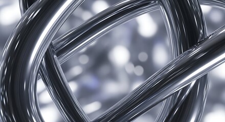 Intertwined chrome tubes present a modern and abstract composition