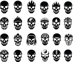 Fototapeta premium Skull Icon Set Tribal Tattoo Vector Illustration .