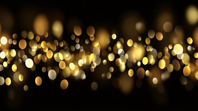 A vibrant display of golden and white bokeh lights against a dark background.