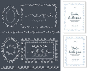 Wave hand drawn doodle frame border. Vector editable seamless elements. Wavy borders design set with organic wave outlines.