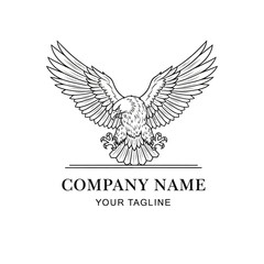 Naklejka premium Majestic Eagle with Spread Wings Logo Design.