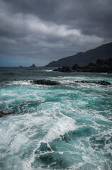 Scenic landscape of Charco Azul beach on El Hierro Island, Spain, Europe