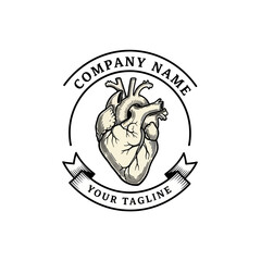 Anatomical Heart Illustration for Medical or Healthcare Company Logo Design.